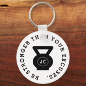 Wees sterker dan excuses fitness kettlebell foto sleutelhanger (Voorkant)