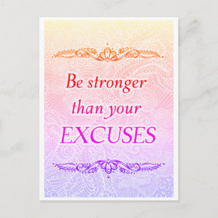 Wees sterker dan je excuses - Positieve prijsopgav Briefkaart