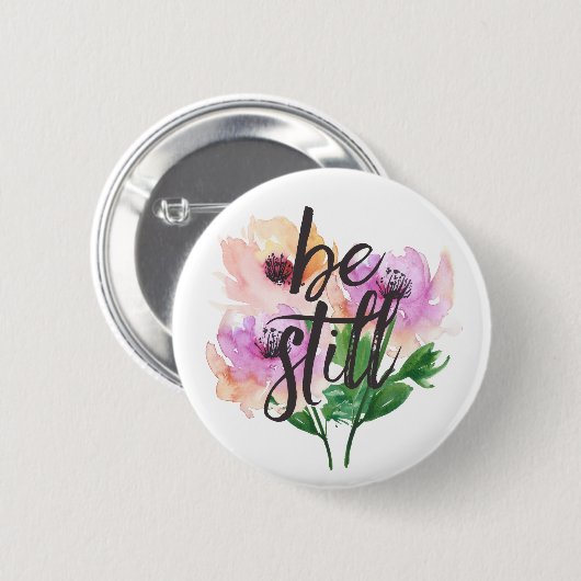 Wees stil Aquarel Bloemen Pin Button (Voorkant /achterkant)