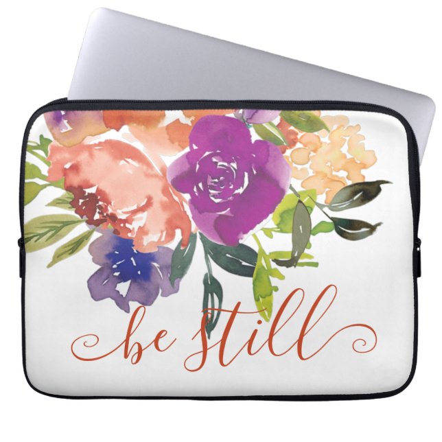 Wees stil bloemig laptop sleeve (Voorkant)