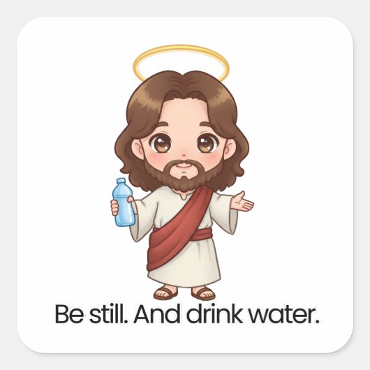 Wees stil. En Drink water. - Jezus reageert Vierkante Sticker (Voorkant)