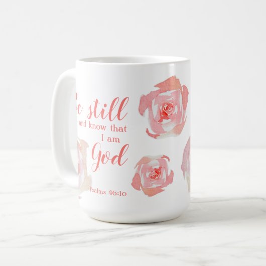 Wees stil en ken aangepaste handgeschilderde Water Koffiemok (Voorkant links)