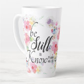 Wees stil en ken Bijbel Verse 46:10 Latte Mok (Linkerhoek)