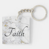 "Wees stil en ken" Bijbel Verse White Gold Marble Sleutelhanger (Achterkant)