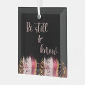 Wees stil en ken Bijbelse versies Glas Ornament (Voorkant links)