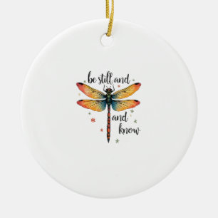 Wees stil en ken Bloemenvlieg Christelijke Zomer Keramisch Ornament