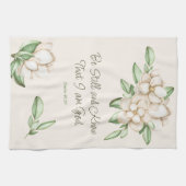 Wees stil en ken elegante bijbel vers botanisch theedoek (Horizontaal)