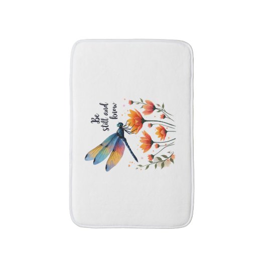 Wees stil en ken Floral Dragonfly Christelijk Summ Badmat (Voorkant Verticaal)
