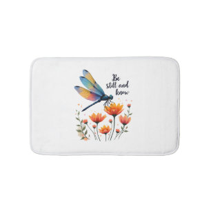 Wees stil en ken Floral Dragonfly Christelijk Summ Badmat