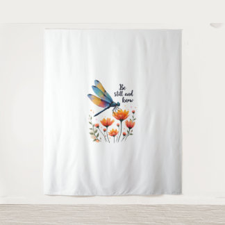 Wees stil en ken Floral Dragonfly Christelijk Summ Wandkleed
