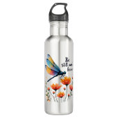 Wees stil en ken Floral Dragonfly Christelijk Summ Waterfles (Voorkant)
