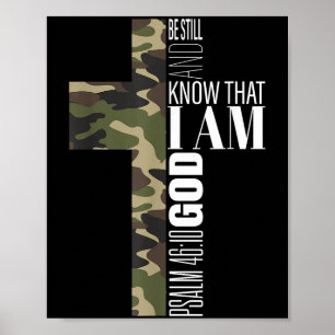 Wees stil en ken God Christelijke Bijbel Verse Gro Poster