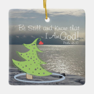 Wees stil en ken God persoonlijke Kerstmis Keramisch Ornament