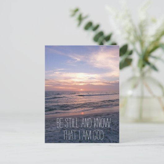 Wees stil en ken het Bijbelvers Zonsondergang Briefkaart (Staand voorkant)