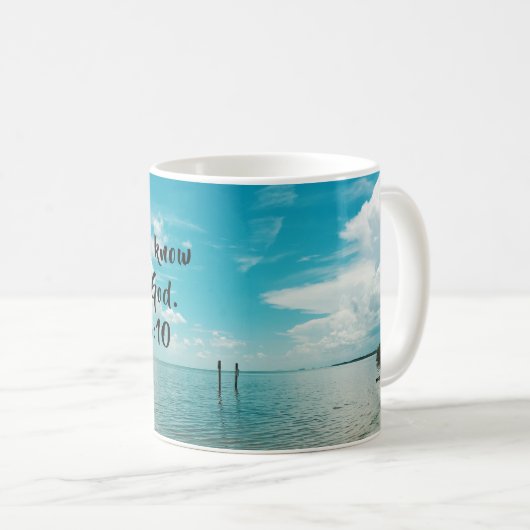 Wees stil en ken het meer met de Schrift Mok (Voorkant rechts)