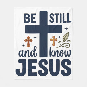 Wees Stil en Ken Jezus Christelijke Typografie T-s Fleece Deken