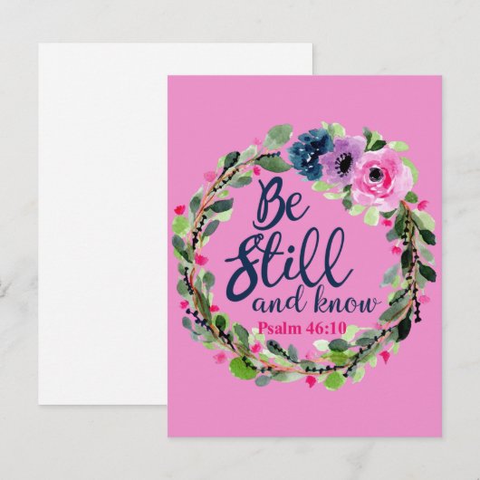 Wees stil en ken roze bijbelse bijbel briefkaart (Voorkant / Achterkant)