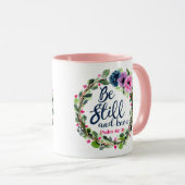 Wees stil en ken roze bijbelse bijbel mok (Voorkant rechts)