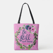 Wees stil en ken roze bijbelse bijbel tote bag (Achterkant)