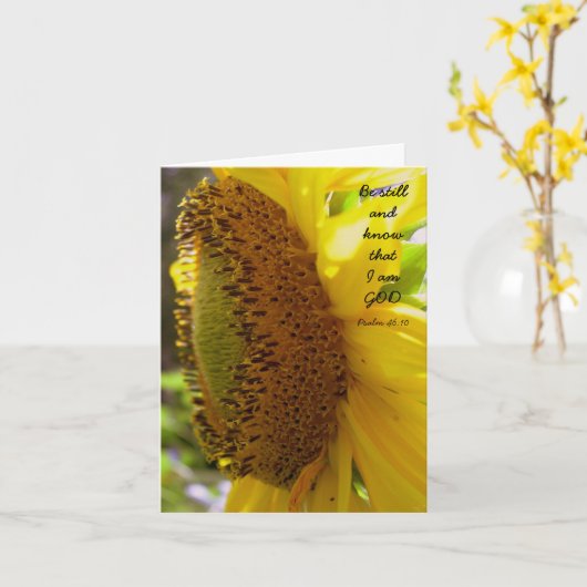 Wees stil en ken Sunflower Custom Message Kaart (Gele Bloem)