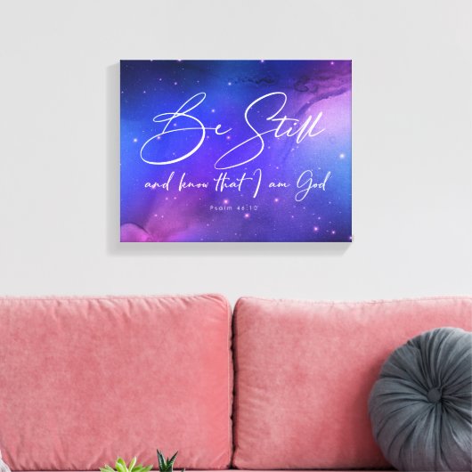 Wees stil en ken Waterverf Bijbel Christelijk Canvas Afdruk (Insitu (Woonkamer))