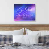 Wees stil en ken Waterverf Bijbel Christelijk Canvas Afdruk (Insitu (Slaapkamer))
