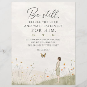 Wees stil en wacht geduldig Psalm 37 Christelijk Flyer