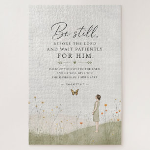 Wees stil en wacht geduldig Psalm 37 Christelijk Legpuzzel