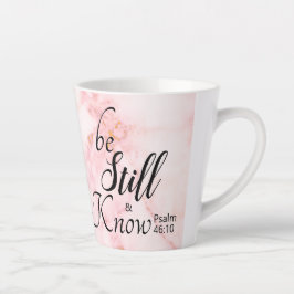 Wees stil en weet Bijbelvers 46:10 Roze marmer Latte Mok