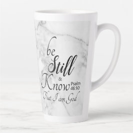 Wees stil en weet Bijbelvers 46:10 Zwarte marmer Latte Mok