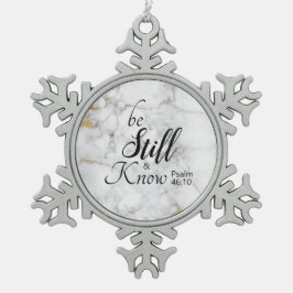 Wees stil en weet Bijbelvers aanpasbaar Tin Sneeuwvlok Ornament