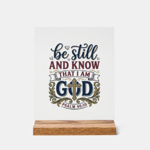 Wees Stil En Weet Christelijke Psalm 460 T-shirt Acryl Bord