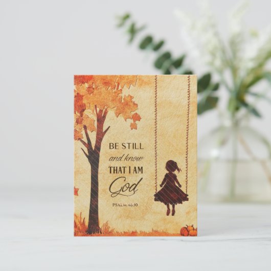 Wees stil en weet dat ik God ben Bijbelvers Psalm  Briefkaart (Staand voorkant)
