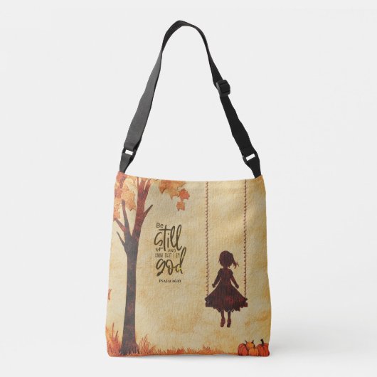 Wees stil en weet dat ik God ben Bijbelvers Psalm  Crossbody Tas (Achterkant)