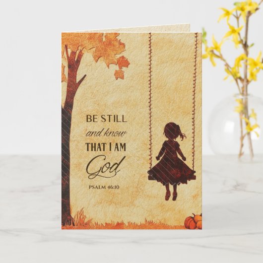 Wees stil en weet dat ik God ben Bijbelvers Psalm  Kaart (Gele Bloem)