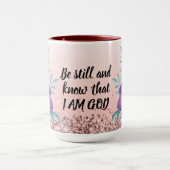 Wees stil en weet dat ik God ben - Bloem mok (Midden)