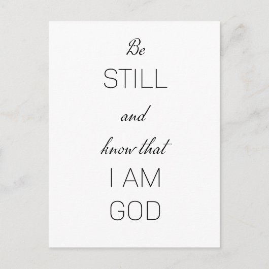 Wees stil en weet dat ik God ben Briefkaart (Voorkant)