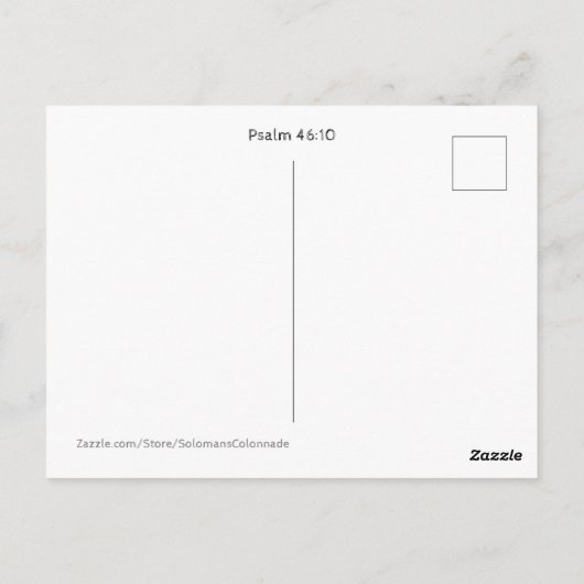 Wees stil en weet dat ik God ben Briefkaart (Achterkant)