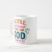 Wees stil en weet dat ik God ben Christelijke mok (Voorkant links)
