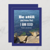 Wees stil en weet dat ik God ben Kalme Blauwe Ocea Feestdagenkaart (Voorkant / Achterkant)
