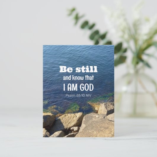 Wees stil en weet dat ik God ben Kalme Blauwe Ocea Feestdagenkaart (Staand voorkant)