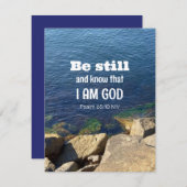 Wees stil en weet dat ik God ben Kalme Blauwe Ocea Feestdagenkaart (Voorkant / Achterkant)
