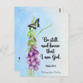 Wees stil, en weet dat ik God ben. Psalm 56:3 Briefkaart (Voorkant / Achterkant)