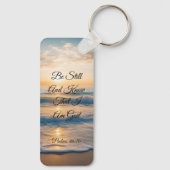 "Wees stil en weet dat ik God ben" zonsopgang Sleutelhanger (Achterkant)