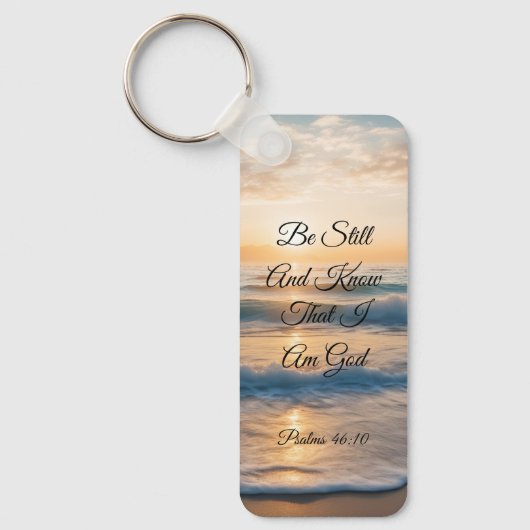 "Wees stil en weet dat ik God ben" zonsopgang Sleutelhanger (Voorkant)