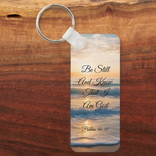 "Wees stil en weet dat ik God ben" zonsopgang Sleutelhanger (Voorkant)