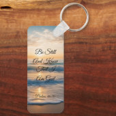 "Wees stil en weet dat ik God ben" zonsopgang Sleutelhanger (Achterkant)