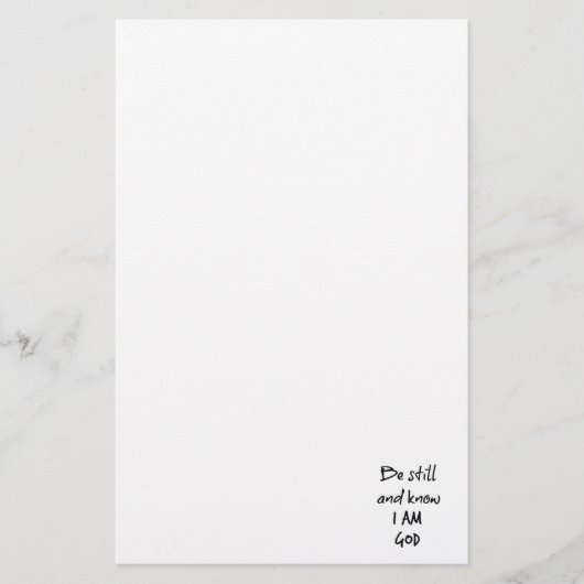 Wees stil en weet dat ik God Bijbel Verse ben Briefpapier (Voorkant)