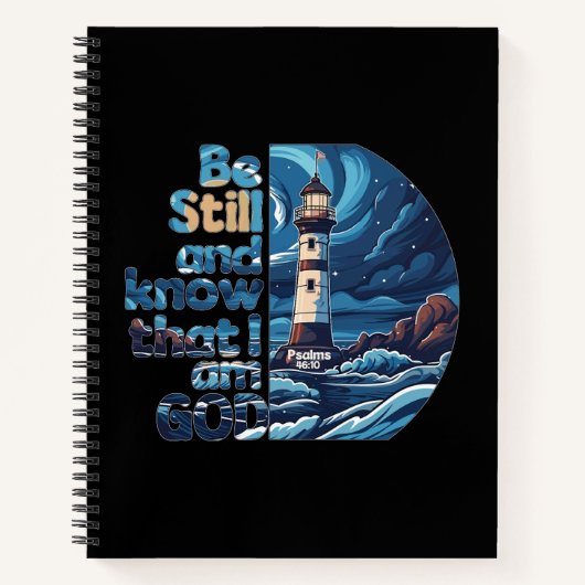 Wees stil en weet dat ik God Bijbelse Verse ben Notitieboek (Voorkant)