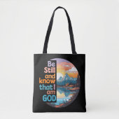 Wees stil en weet dat ik God Bijbelse Verse ben Tote Bag (Voorkant)
